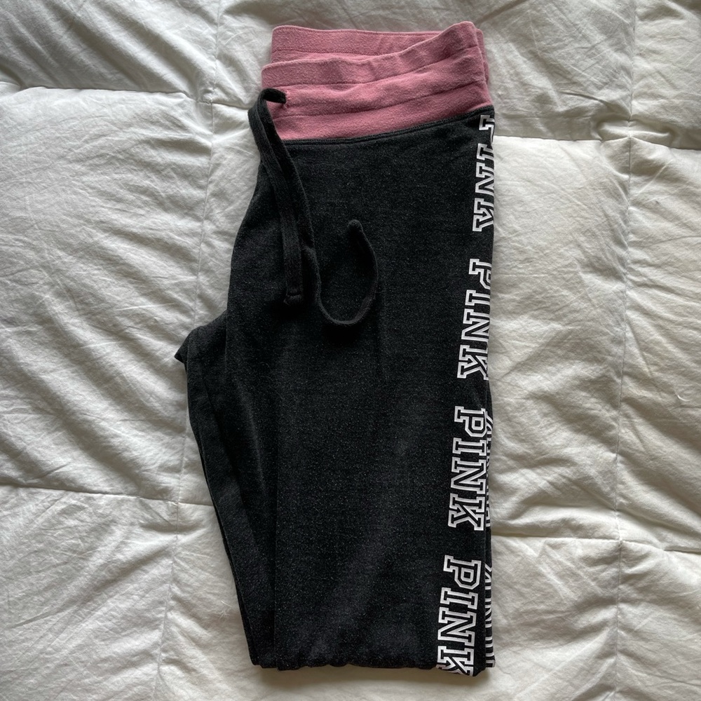 PINK tie-waist logo leggings